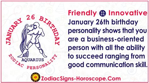 January 26 Zodiac (Aquarius) Horoscope Birthday Personality and Lucky ...