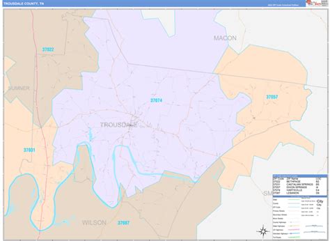 Trousdale County, TN Wall Map Color Cast Style by MarketMAPS - MapSales