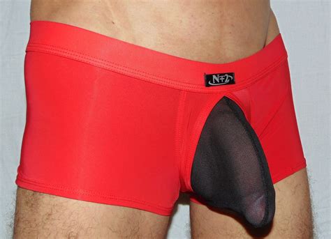 Mens Silky Feel Boxer Briefs With See Through Fine Mesh Pouch | Etsy