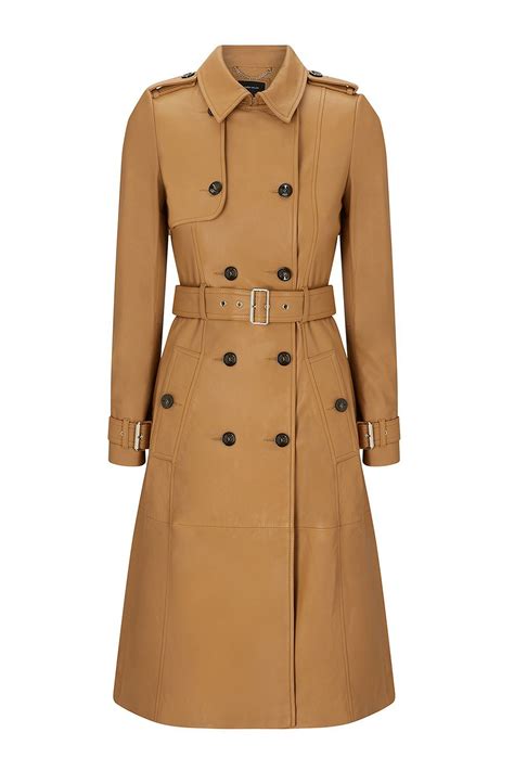 Leather Trench Coat | Karen Millen | Trench coats women, Leather trench coat, Coat