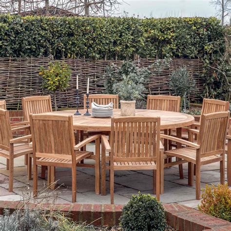 Teak 8 Seater Round Outdoor Dining Table | Garden Furniture | Tables
