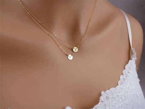 Double Layered Initial Necklace, Two Petite Discs » Gosia Meyer Jewelry