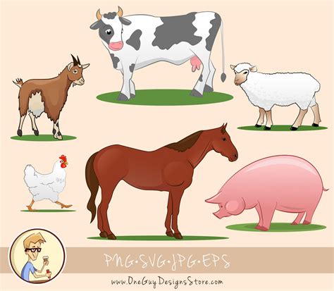 Pretty Farm Animals Clipart Set - Clip art - SVG - PNG File By ...