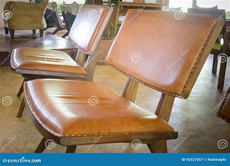 Vintage Brown Leather and Wood Chair Stock Image - Image of elegance ...