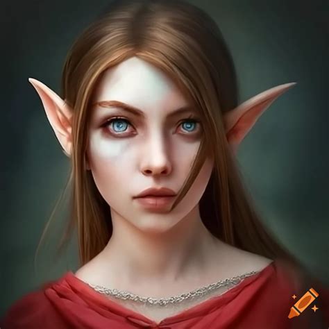 Digital art of a beautiful young female elf with brown hair on Craiyon