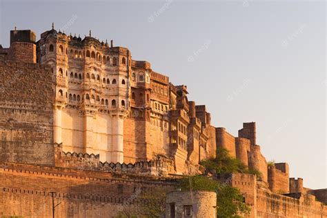 Premium Photo | Details of Jodhpur fort at sunset.