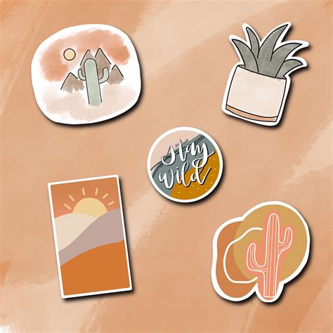 Boho Stickers Boho Sticker Pack Desert Sticker Cactus - Etsy