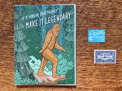 Bigfoot Birthday Card Sasquatch Birthday Card Foil Printed - Etsy