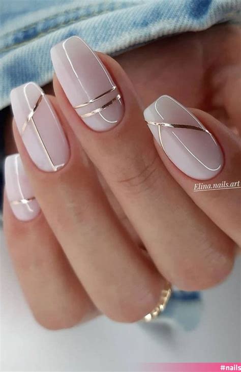 48 Most Beautiful Nail Designs to Inspire You – Silver line on neutral ...