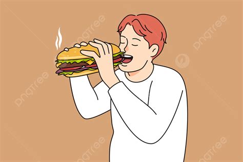 Hungry Man Eating Big Burger, Enjoy, Hungry, Homemade PNG and Vector ...