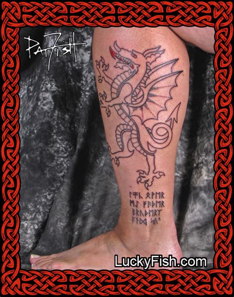 Saxon White Dragon Tattoo — LuckyFish, Inc. and Tattoo Santa Barbara