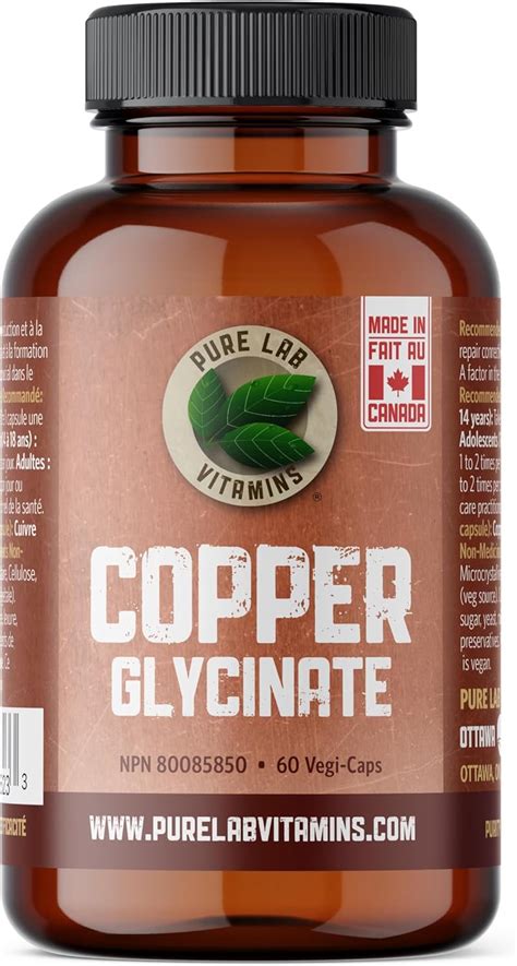 Pure Lab Vitamins - Copper Glycinate Mineral Supplement 1 mg 60 v-caps ...