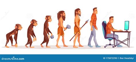 Human Evolution From Ape To Man Computer User Stock Illustration ...