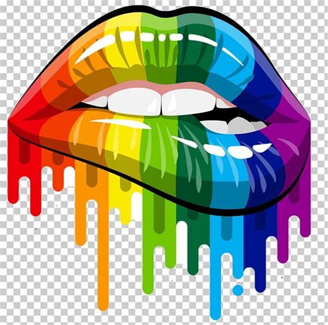 a rainbow colored lips with dripping paint on the bottom and bottom, as ...