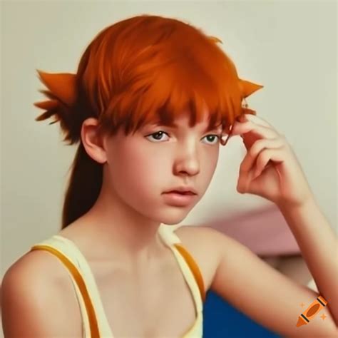 Realistic portrayal of misty from pokemon on Craiyon