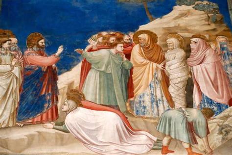 The Raising of Lazarus, Padua. Italy, 14th century (fresco) by Giotto (Giotto di Bondone) (c ...