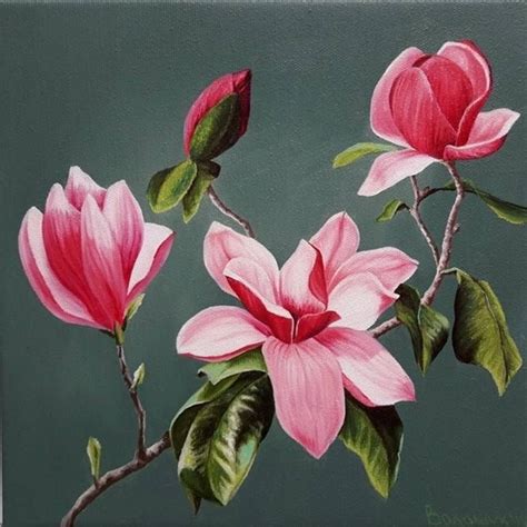 Magnolia flowers, oil painting on canvas, flower painting Painting | Flower painting canvas ...