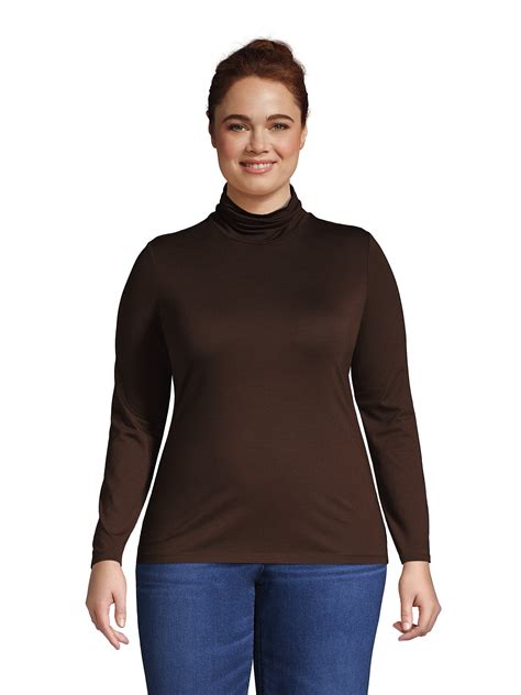 Lands' End Women's Plus Size Lightweight Fitted Long Sleeve Turtleneck ...