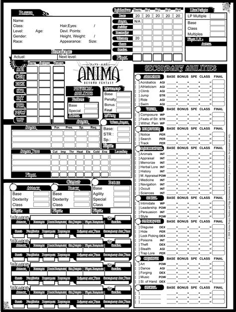 Anima Character Sheet by Squalllloire on DeviantArt