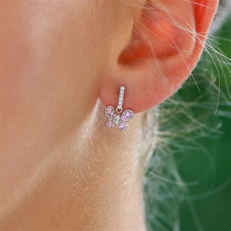 Vintage Pink Sapphire and Diamond Butterfly Earrings at Susannah Lovis ...