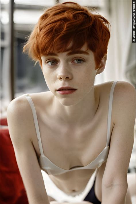 Sophia Lillis, Lake environment, IT, Red Bob Hair, Sexy, high quality, photo realistic, detailed ...