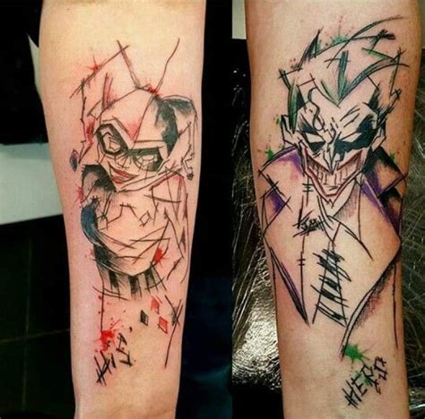 Couples Matching Tattoos for Valentines Day - Badass Couple Tattoo - Joker and Harlequin Tattoo ...