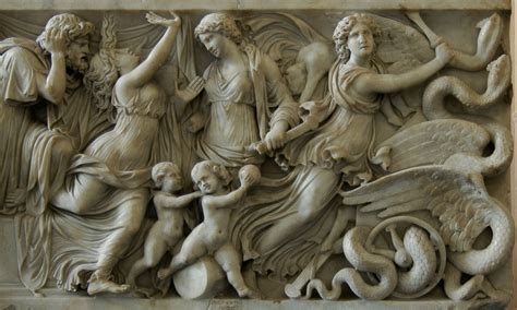 Scenes of the myth of Medea. Front panel of sarcophagus, right part. Berlin, State Museums ...