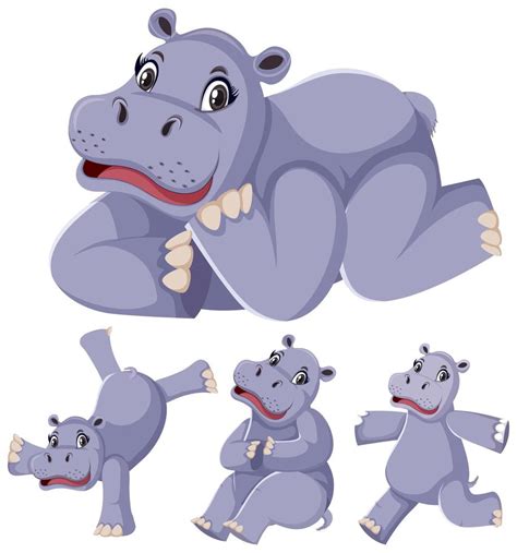 Set of hippopotamus cartoon character 1235572 Vector Art at Vecteezy