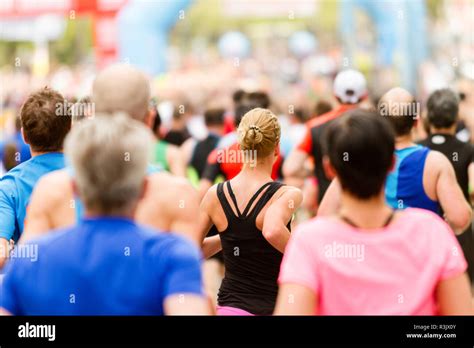 Running crowd at the marathon run Stock Photo - Alamy