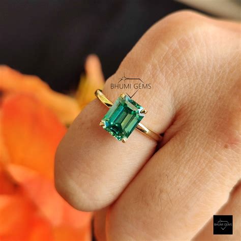 Colored Moissanite Ring / 2 CT Green Emerald Moissanite Ring / | Etsy