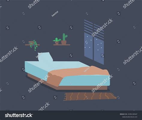 Empty Bedroom Interior Unmade Bed Dark Stock Vector (Royalty Free) 2195130547 | Shutterstock