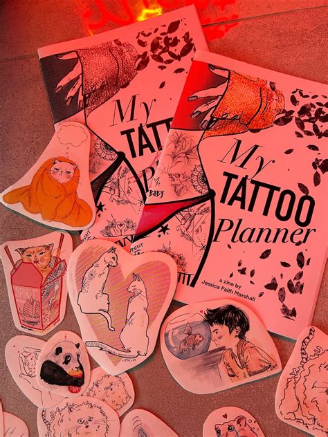 Tattoo Planner Zine Booklet & 5 Mystery Cute Animal Stickers - Etsy