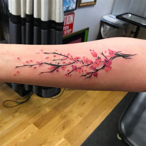 Vibrant+cherry+blossom+tattoo+on+forearm+by+John+Torres | Tatuajes de flor de cerezo, Tatuajes ...