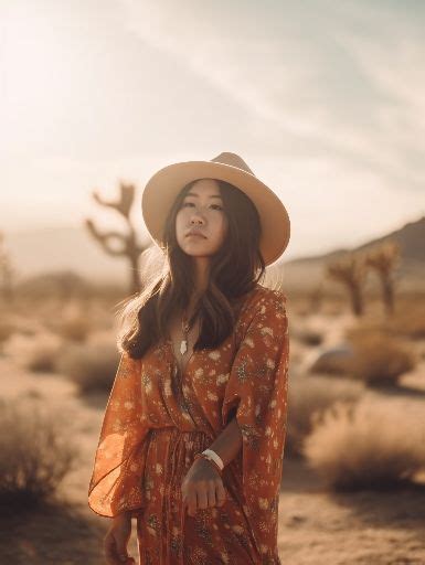 Free image: Alternative 60s hippies fashion shoot, woman in desert landscape. Portrait ...