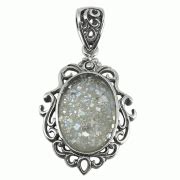 Buy Elaborate Silver Pendant with Roman Glass | Israel-Catalog.com