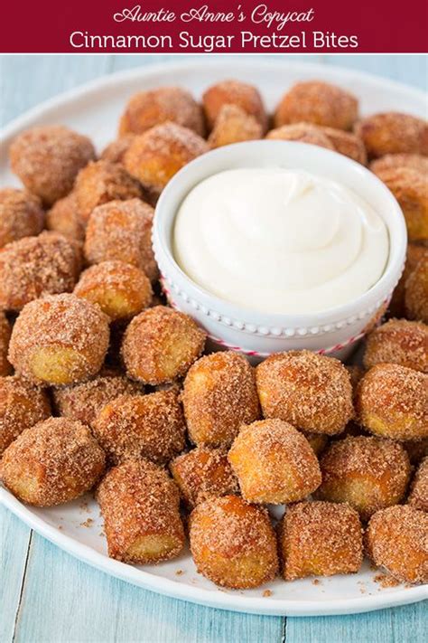 Auntie Anne's Copycat Cinnamon Sugar Pretzel Bites (Nuggets) with Cream ...