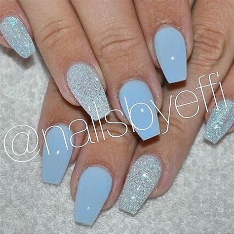 Light Blue Acrylic Nails With Glitter | Eqazadiv Home Design