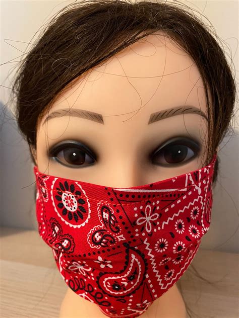 Women's Red Bandana Face Mask | Etsy