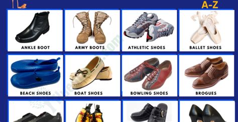 Types of Shoes and Boots - Vocabulary Word List - Fluent Land