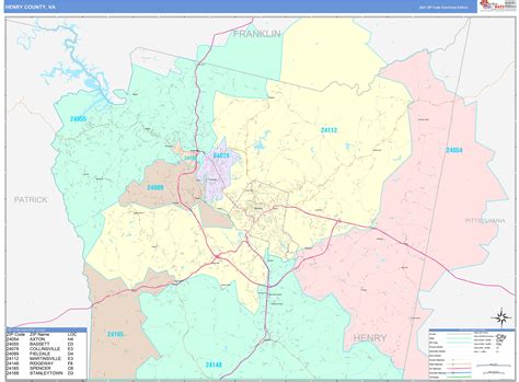 Henry County, VA Wall Map Color Cast Style by MarketMAPS