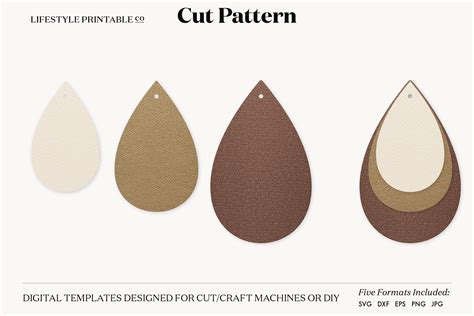 Earrings SVG Template Cut File Cricut Earrings Bundle Leather Earring