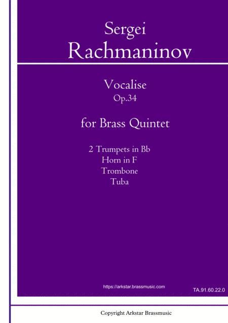 Rachmaninov: Vocalise For Brass Quintet By Rachmaninov, Sergei - Digital Sheet Music For ...