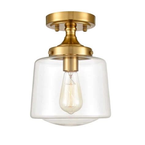 Brass Mid Century Retro Glass Modern Semi-flush Mount Ceiling Light | Claxy