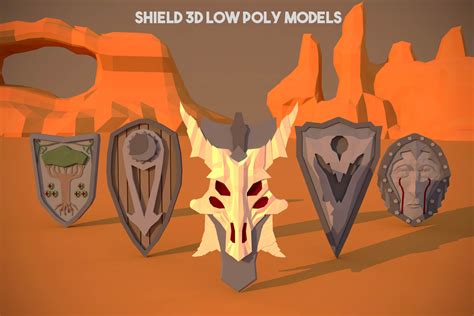 Shield 3D Low Poly Pack Download Models - CraftPix.net