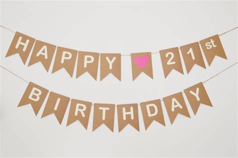 21st Birthday Banner Pink Heart Bunting Party Decorations