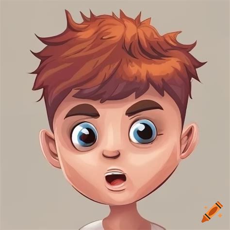 Cartoon-style illustration of a surprised boy on Craiyon