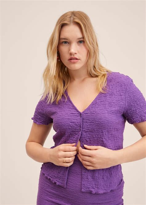 Textured cotton t-shirt - Women | MANGO OUTLET USA