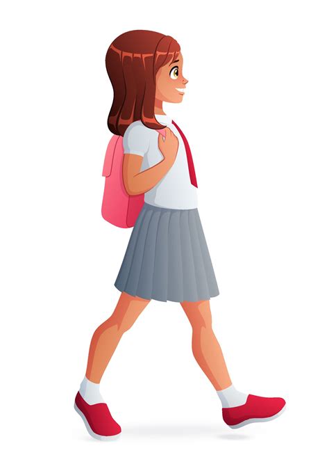 School girl in uniform walking with backpack 3430776 Vector Art at Vecteezy