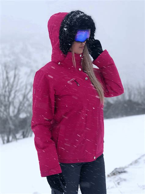 Buy Pure Snow Meribel Women's Insulated Faux-Fur Snow Ski Jacket- Pink ...
