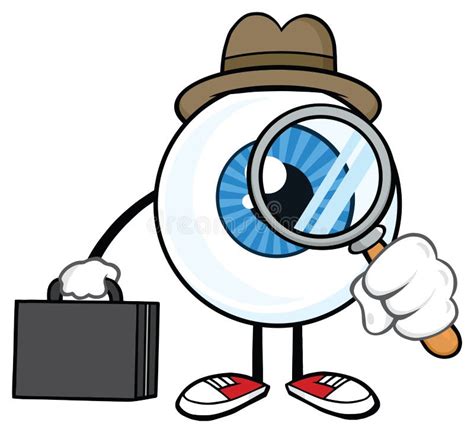 Eyeball Detective Cartoon Character Look with a Magnifying Glass Stock Illustration ...